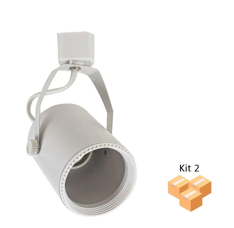Kit 2 Spot Para Trilho P/ Lâmpada Par20 E27 Branco