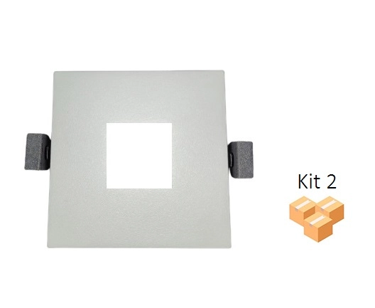 Kit 2 Spot Quadrada Mr16 Gu10 Em Aluminio Branco