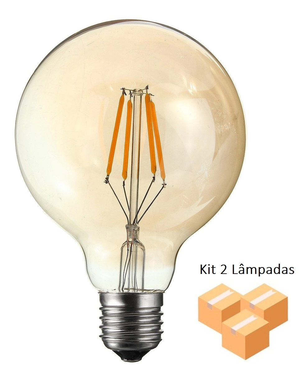 Kit 2 Lâmpadas Retrô Led G80 4w Bivolt