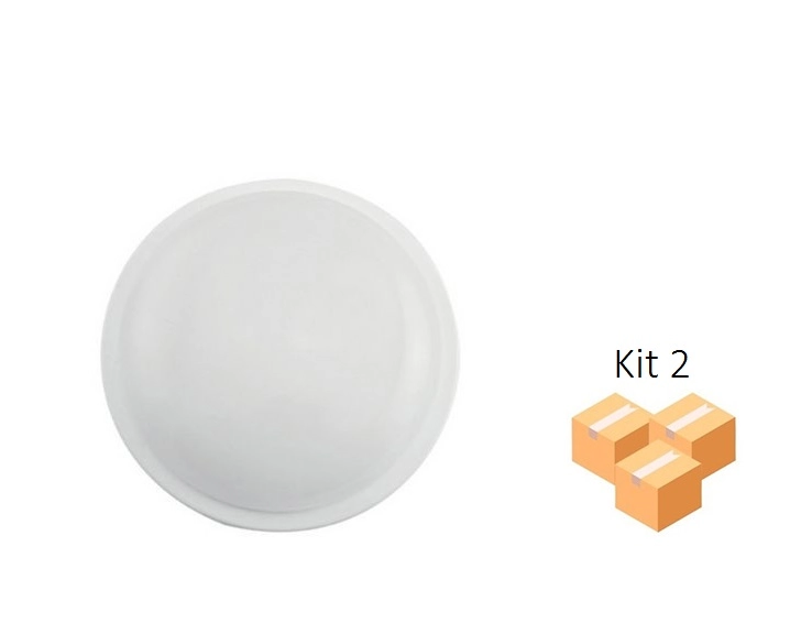 Kit 2 Luminárias Redonda Led Branca 15w 6000k Bivolt Ip65
