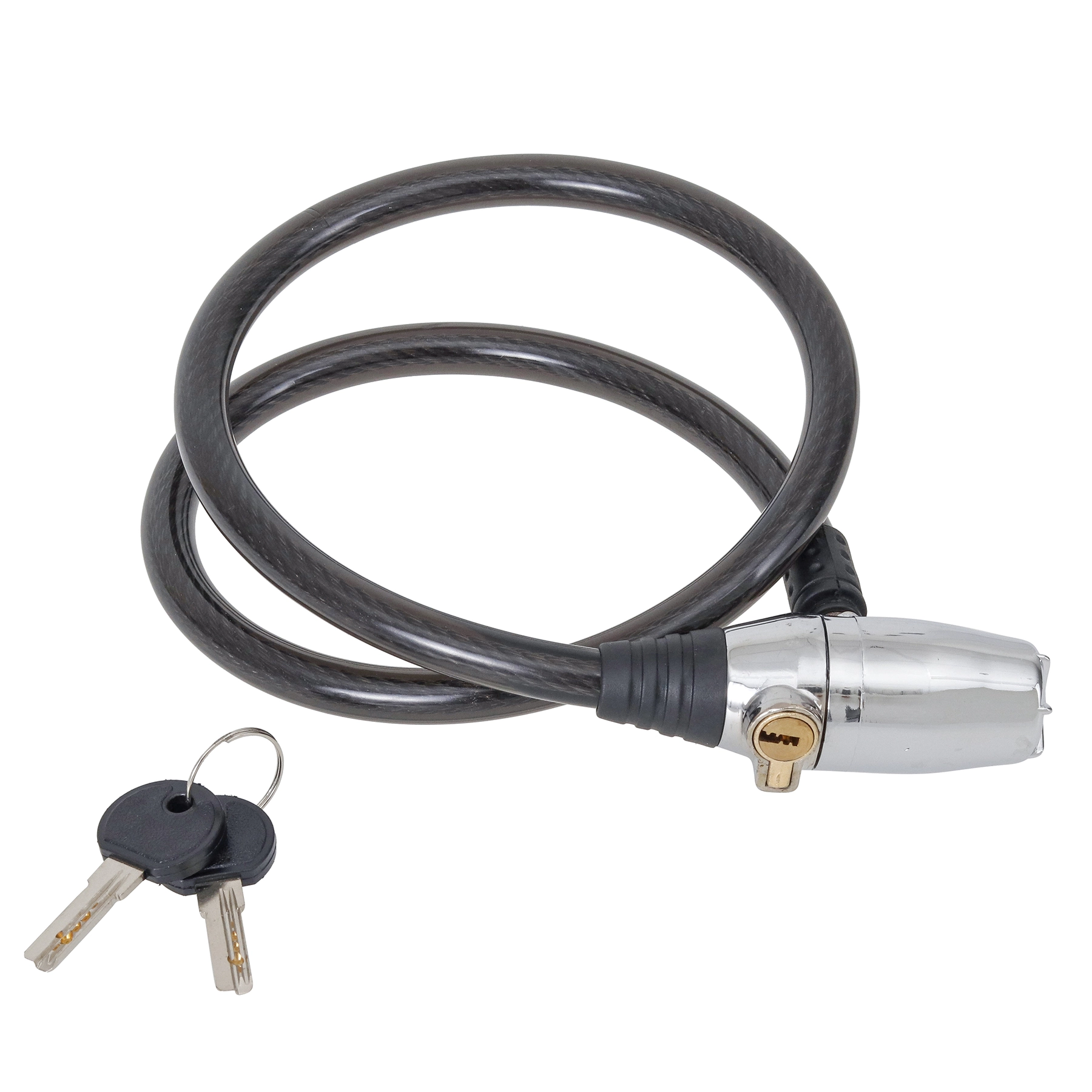 Cadeado com Cabo e Alarme Aço 800mm Cromado Preto Lock Alarm