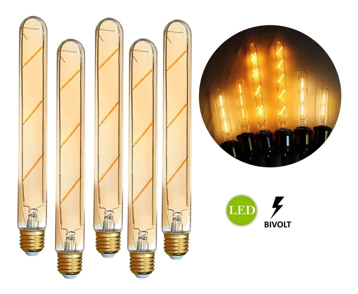 Kit 5 Lâmpadas Retrô Led T185 4w Bivolt