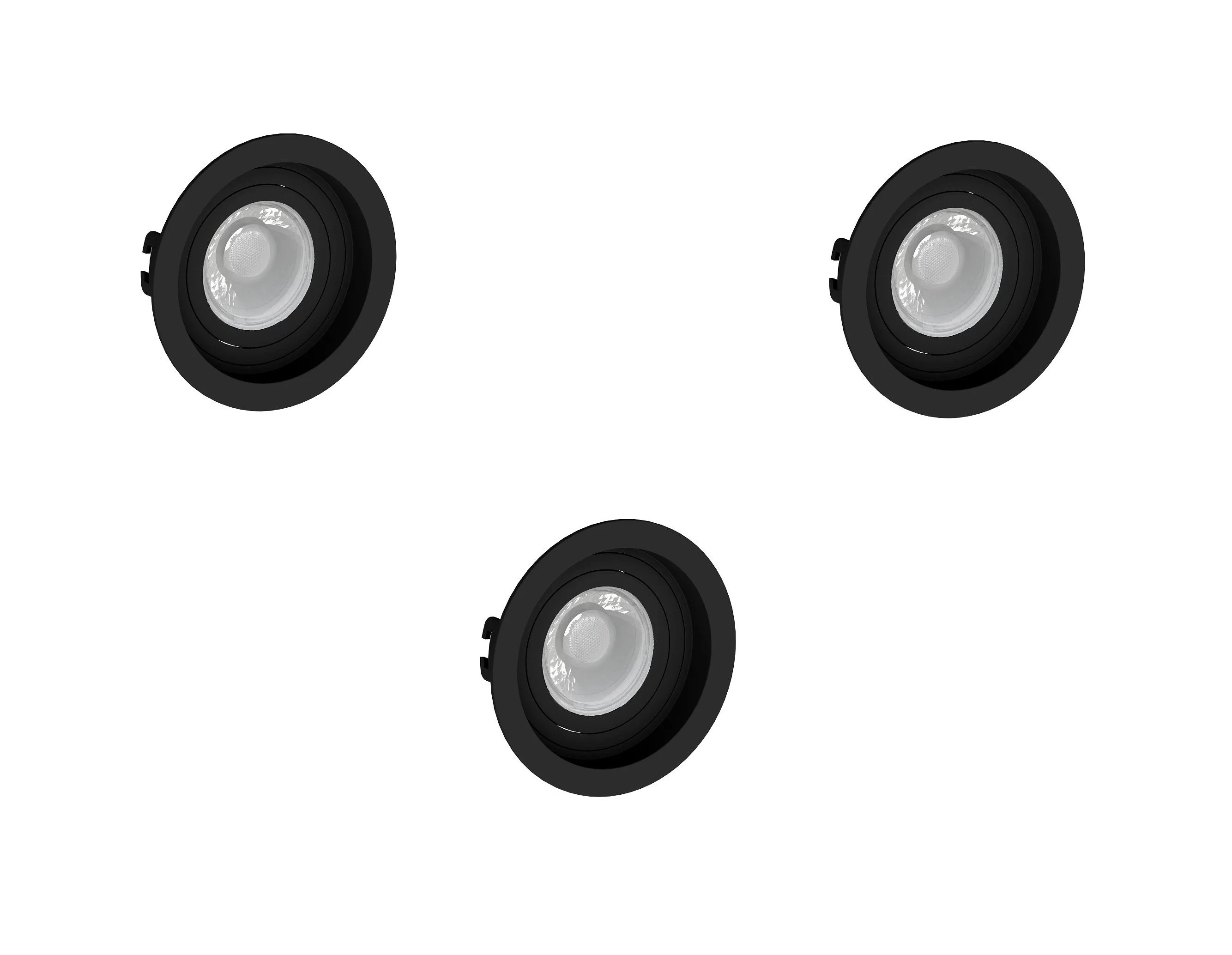 Kit 3 Spot Embutir Mr16 Redondo Preto Recuado - Saveenergy