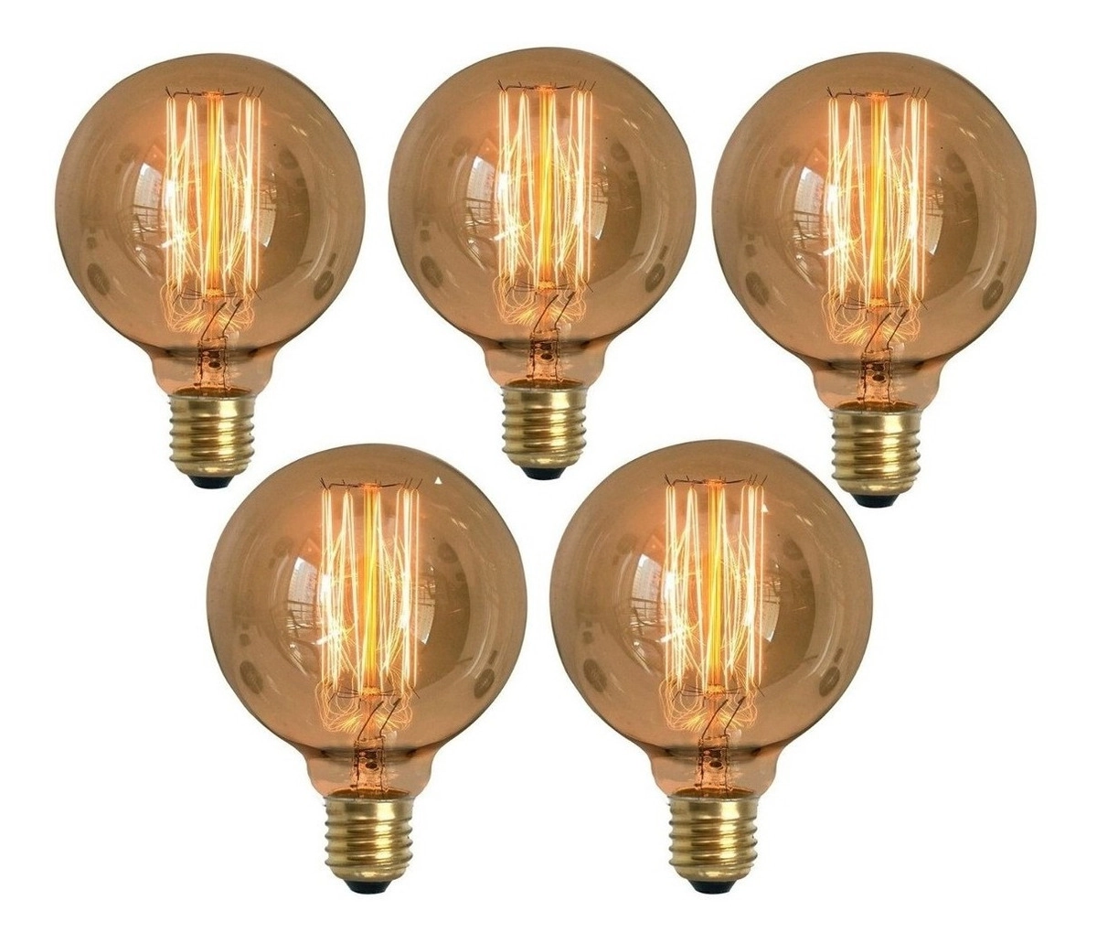 Kit 5 Lâmpadas Retrô Decorativa Vintage Thomas Edison G95 220v