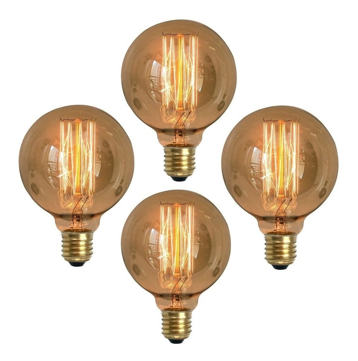 Kit 4 Lâmpadas Retrô Decorativa Vintage Thomas Edison G95 220v
