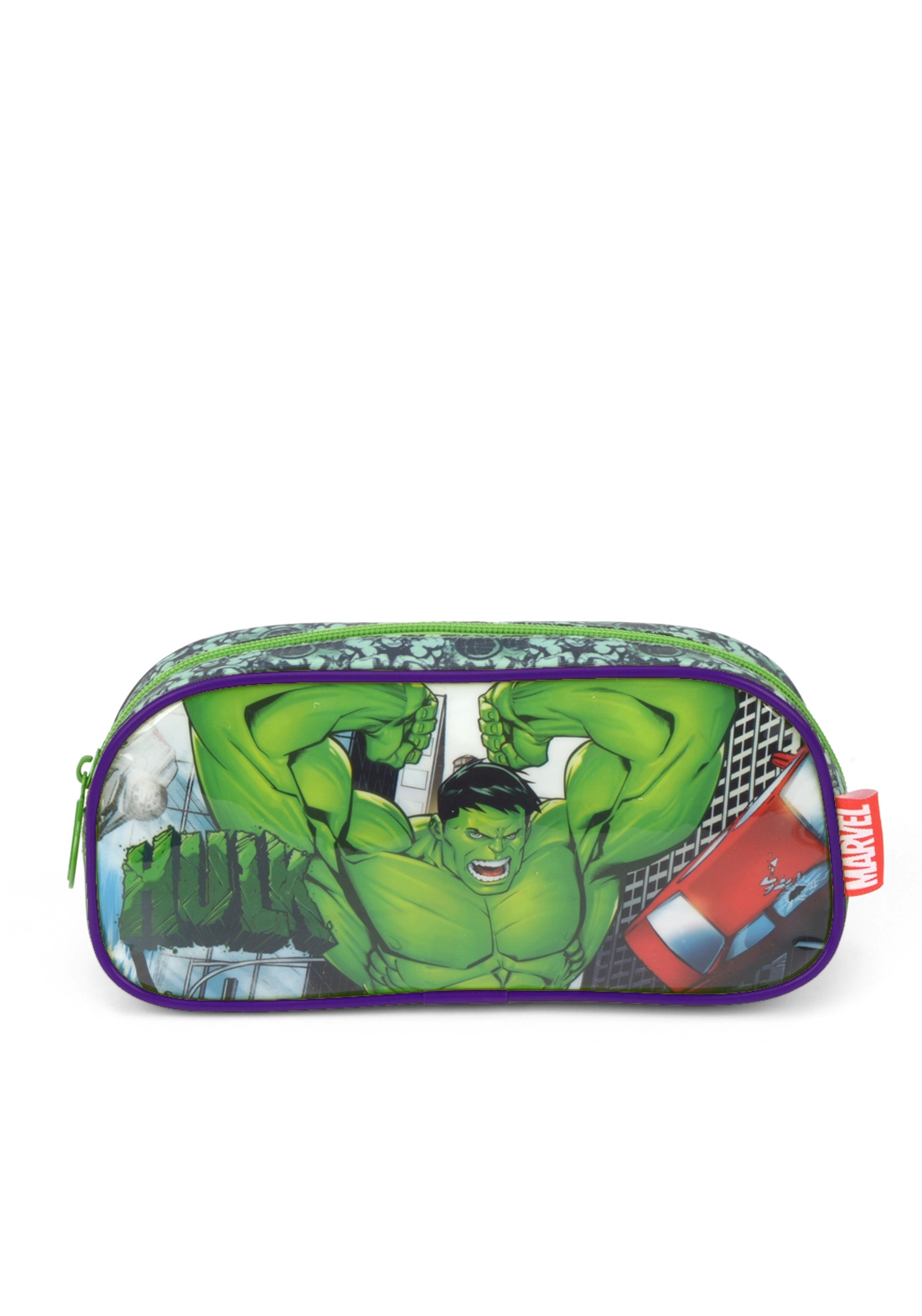 Estojo Inf Masc 01 Ziper Luxcel Avengers Hulk Verde
