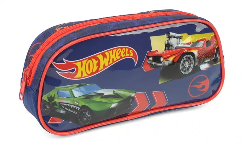 Estojo Escolar Poli. Hot Wheels Azul Ei38234hw Pt 1 Un