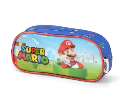 Estojo Escolar Super Mario Azul Ei39434mo Az Luxcel