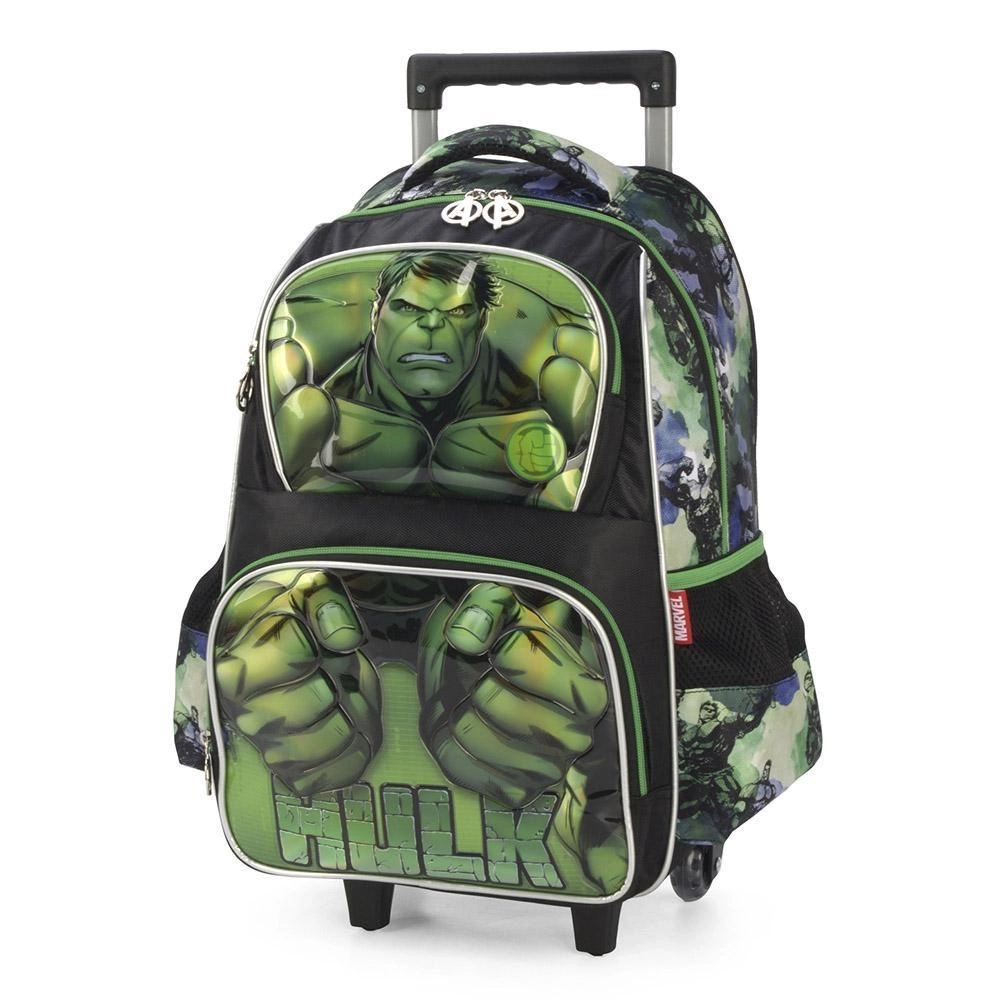 Mochila Rodas Infantil Masculina Hulk Verde Preta Ic39592ag Vd Maxlog