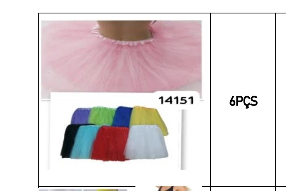 Saia Tule C/strass 40cm Sortidas Ref.14151