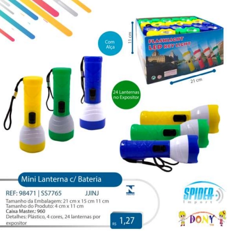 Mini Lanterna C/bateria Ss7765 Ref.98471 Spider Import