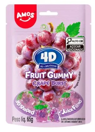 Bala Amos 4d Fruit Gummy Grape 65g