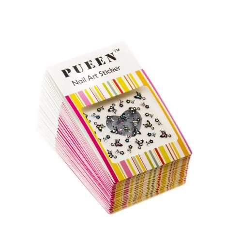 Pueen Nail Art Stickers Collection Set 36 Pack Over 800 Stickers Black White Colorful Rhinestone Hea