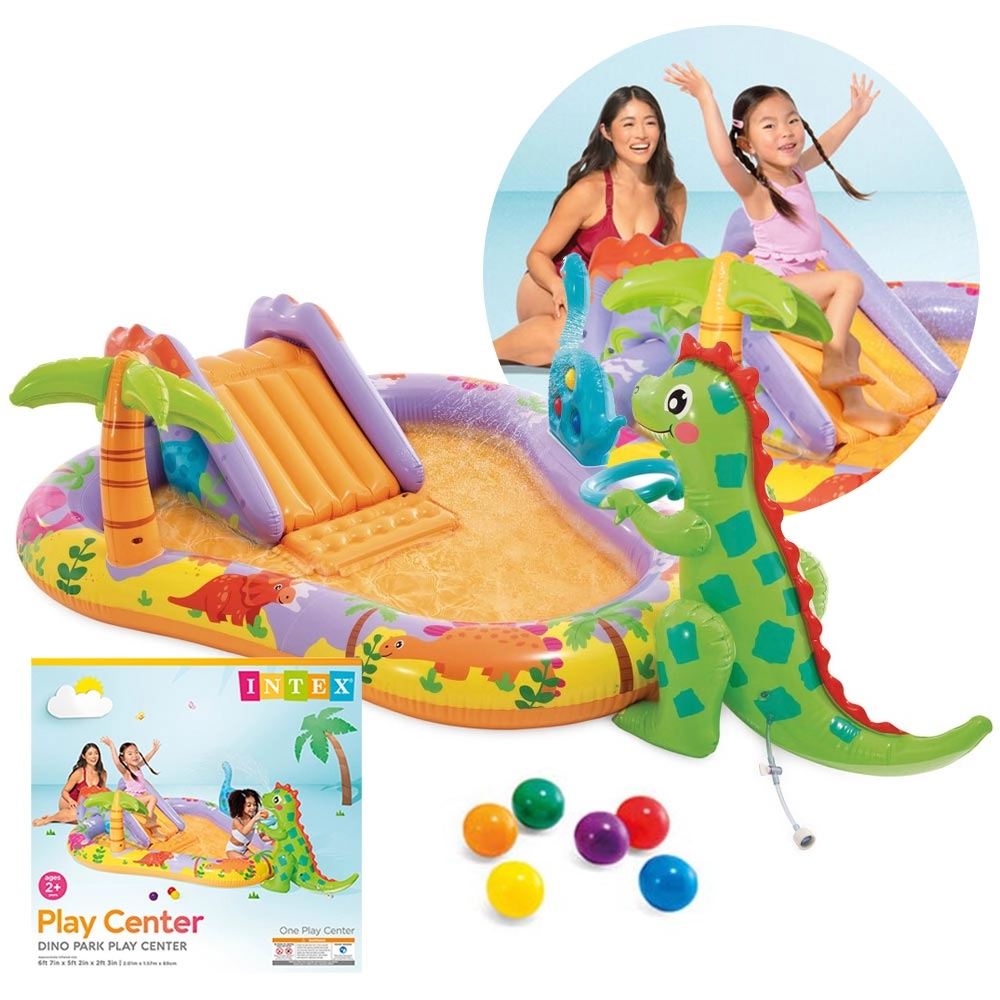 Piscina Infantil Playground Inflável Dino Park 159 Litros Intex