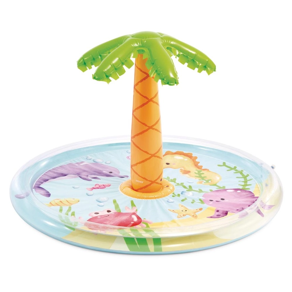 Piscina Inflável Infantil Spray Palmeira 166l Com Pulverizador De Água Intex