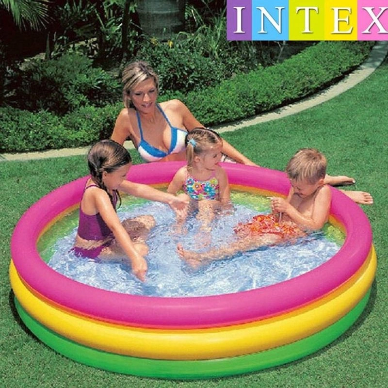 Piscina Inflável Infantil 3 Anéis Colorida 275 Litros Intex