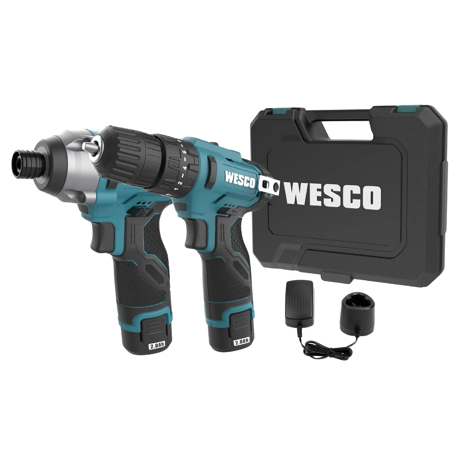 Kit Furadeira Parafusadeira e Chave de Impacto Wesco WS1007K a Bateria 12V 1/4" com Carregador e Baterias