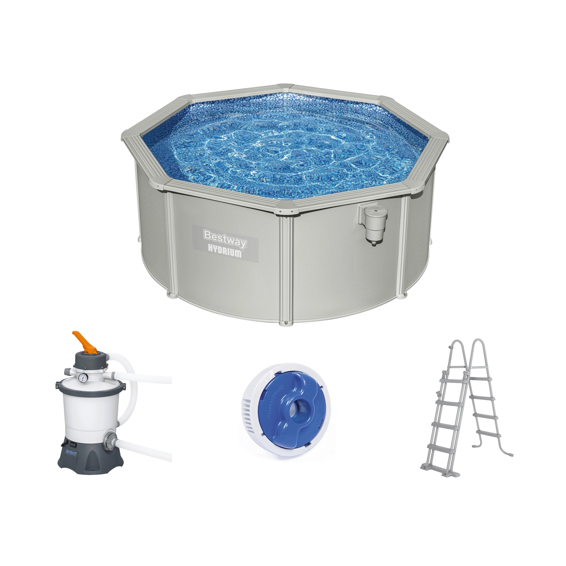 Piscina Estruturada Redonda 7.630L com Bomba 220V, Escada, Capa e Forro Hydrium Bestway
