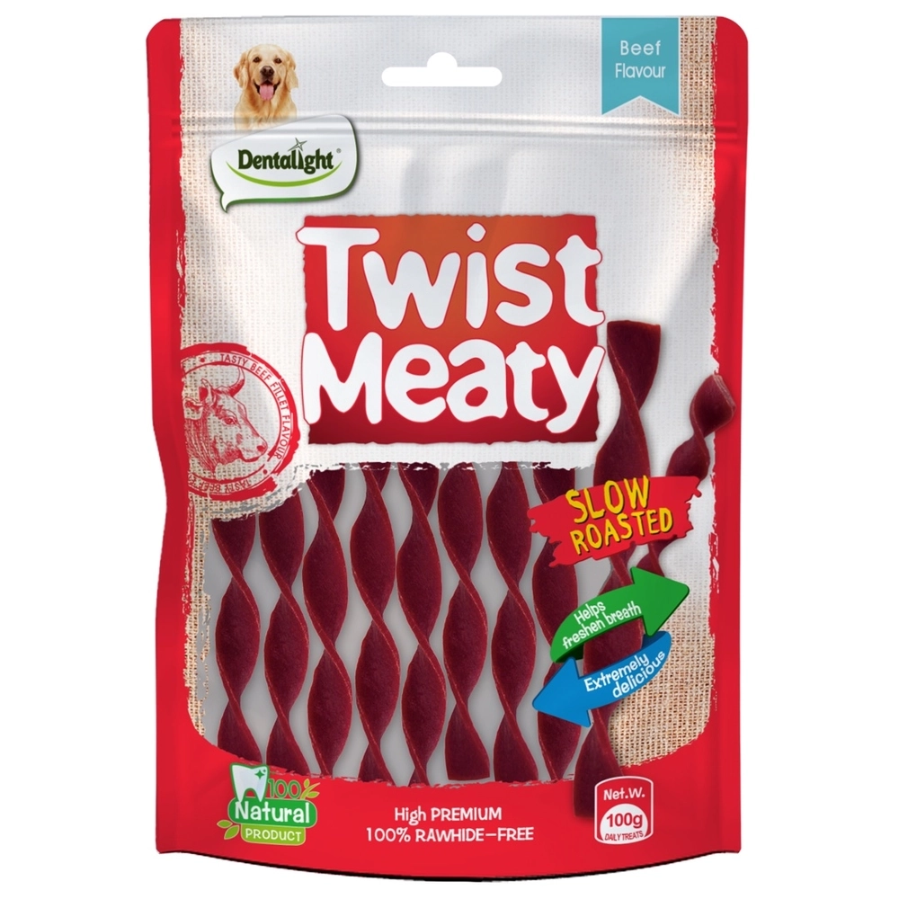 Petisco Para Cães Twisty Meat Sabor Carne Dentalight 100g
