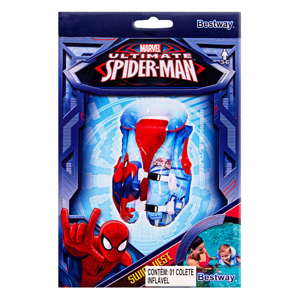 Colete Inflável Homem Aranha Bestway 42cm X 31cm X 16cm