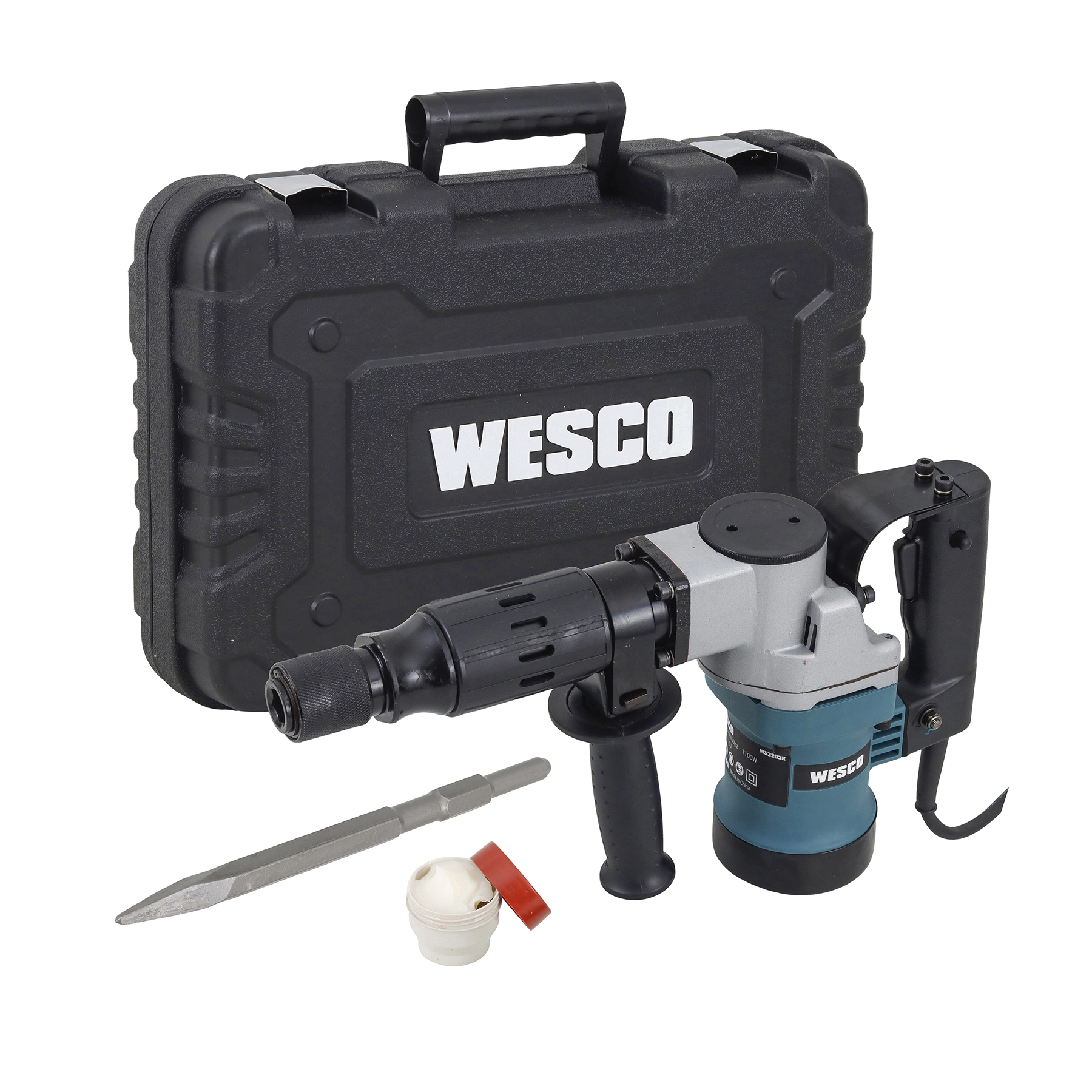 Martelo Demolidor Rompedor Wesco WS3203K Hexagonal 1100W 10J 220V com Acessórios