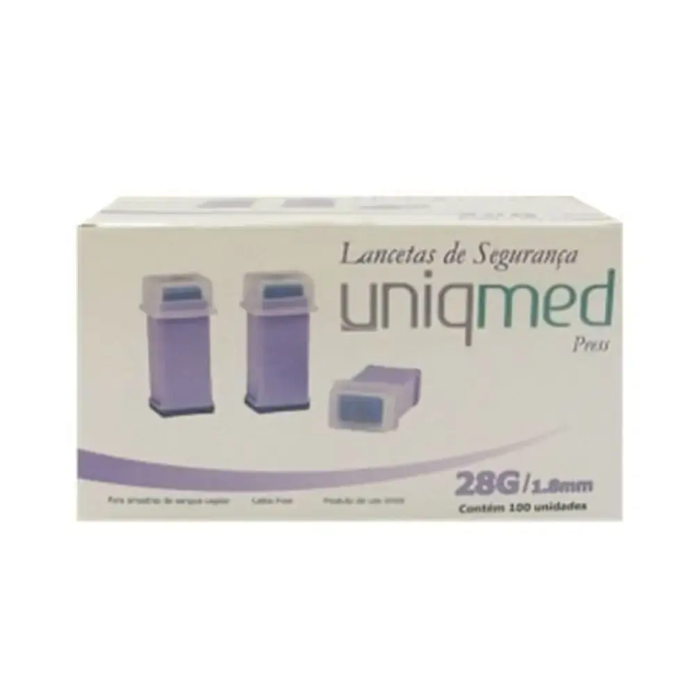 Lancetas de Segurança - Caixa com 100 unidades - UniqMed - 23G