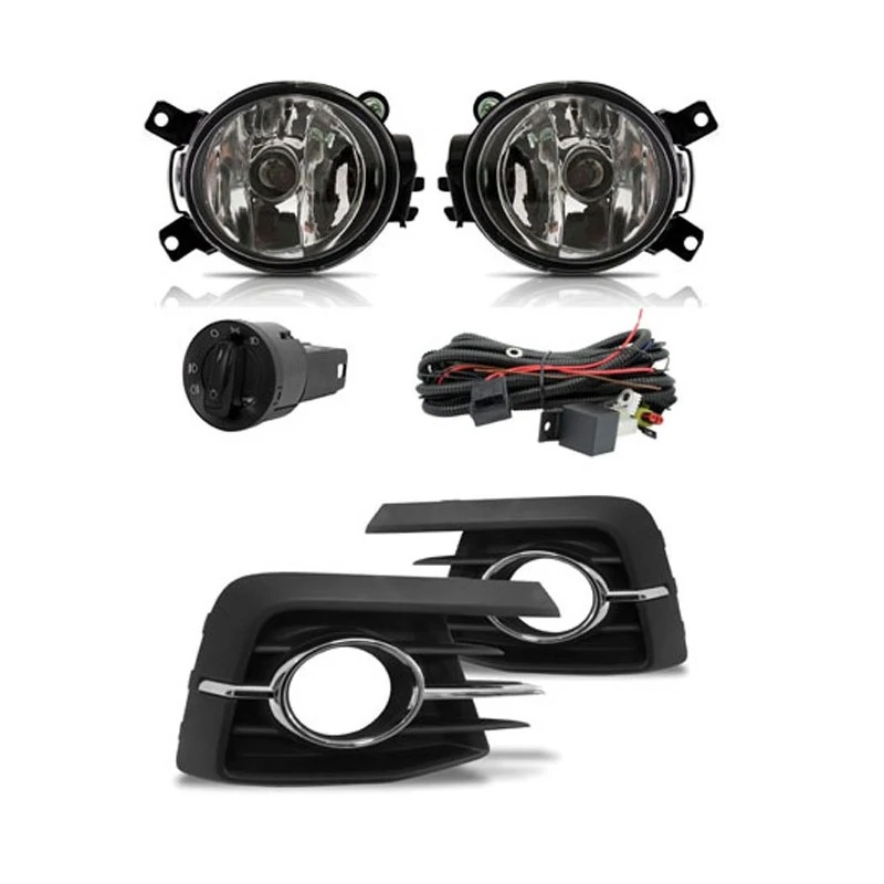 Kit Farol Auxiliar VOLKSWAGEN GOL/VOYAGE Botão Redondo Cromado com Moldura - SHOCKLIGHT SL262410CR