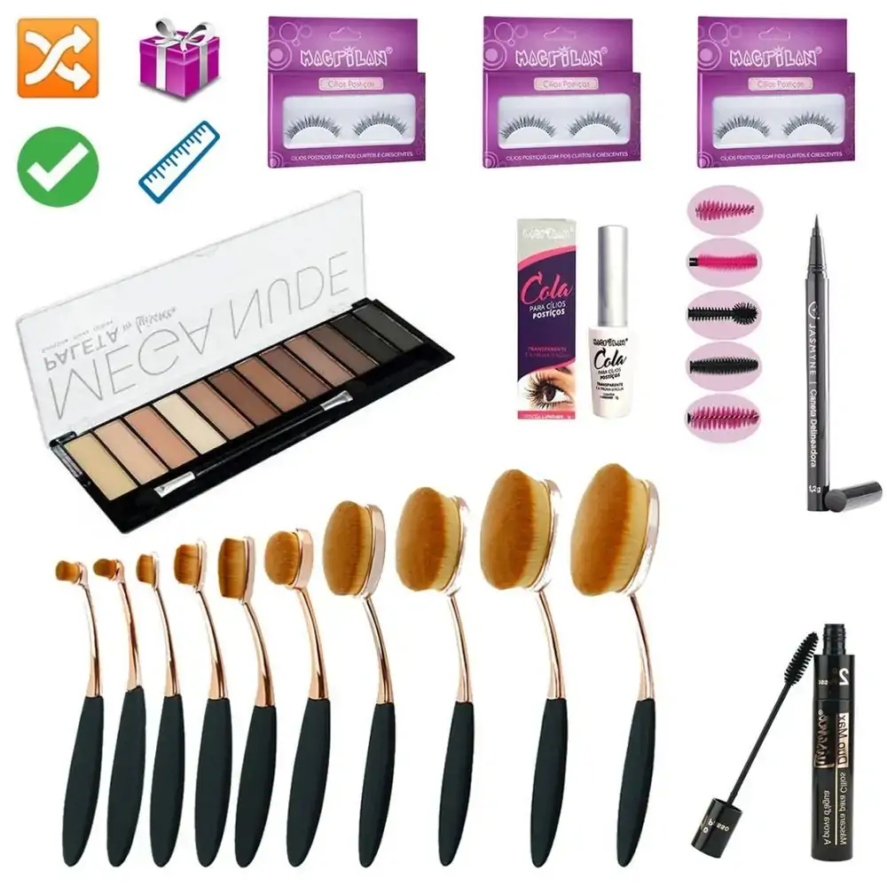Kit Pinceis Plastico Maquiagem
