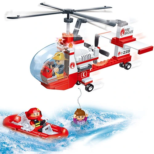 Blocos De Montar Banbao Helicóptero De Resgate Dos Bombeiros 150 Peças