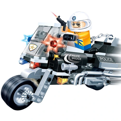 Blocos De Montar Banbao Kit Polícia Moto 140 Peças