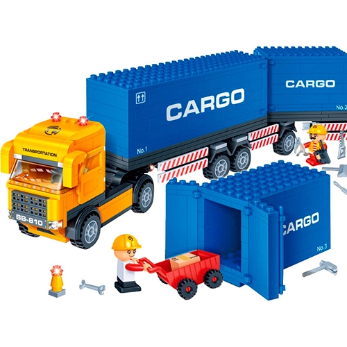 Blocos De Montar Banbao Transporte Carreta Cargo 562 Peças