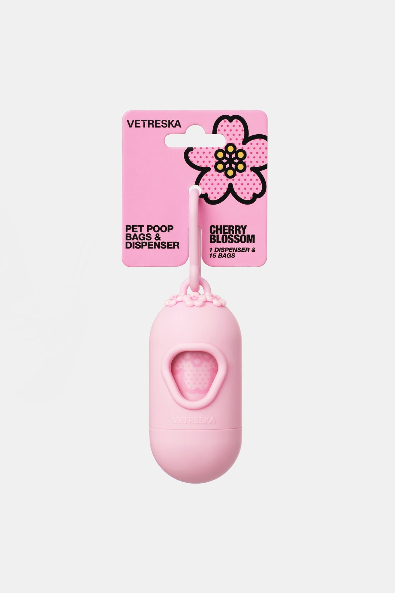 Vetreska Cherry Blossom Pet Poop Bags Dispenser 1 Dispenser 1 Roll