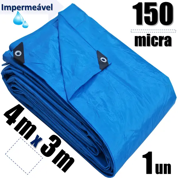 Lona Carreteiro Azul 150 Micras - 4x3m - Construmarcas