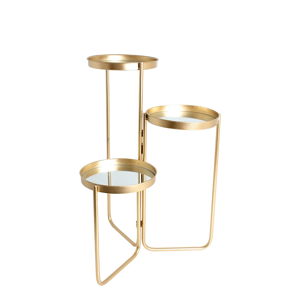 Mesa Lateral 3 Niveis Dourada 56x41.5x71cm Hc20326 Home Collection