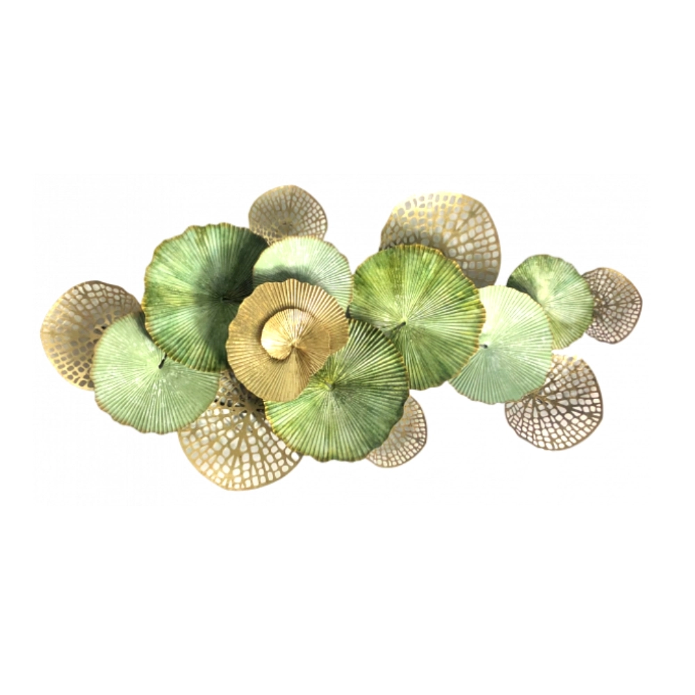 Escultura Parede Circulos Verdes Dourados 120x8x61cm Hc22235 Home Coll