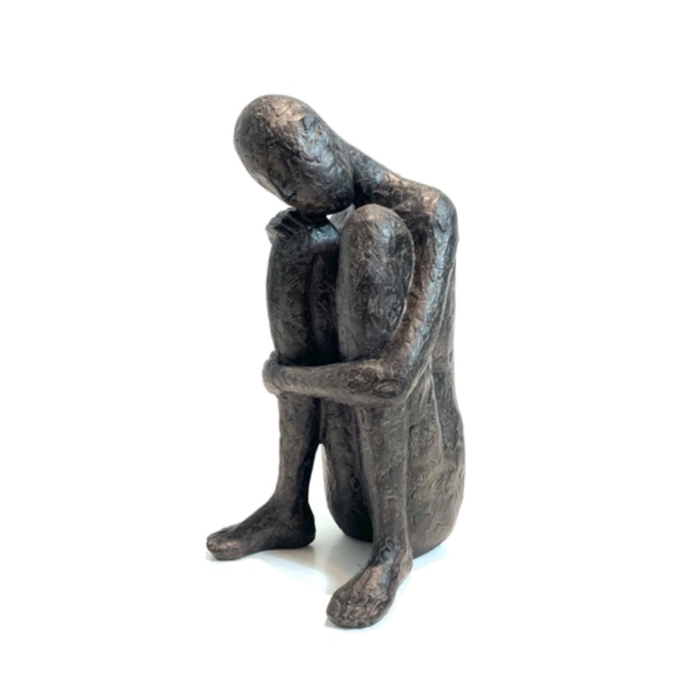Escultura Homem Sentado Pensativo 30cm Hc22365 Home Collection