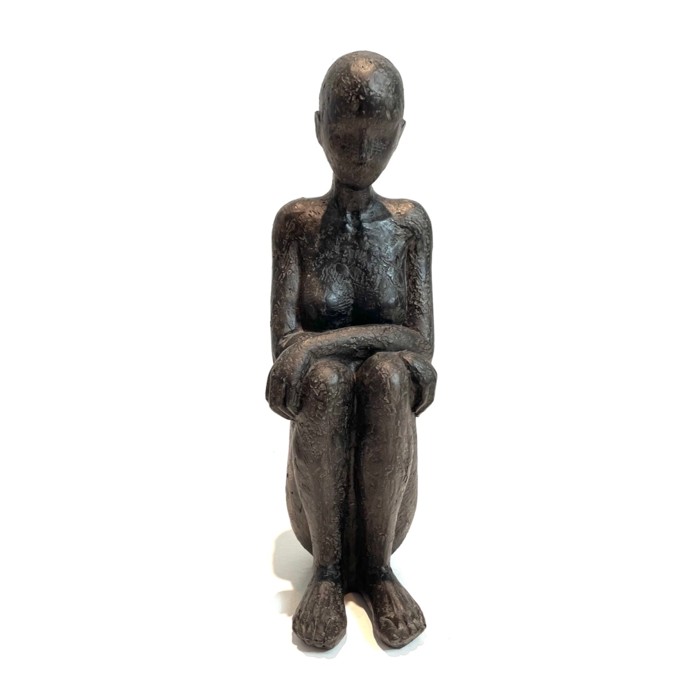 Escultura Mulher Sentada Pensativa 32cm Hc22366 Home Collection