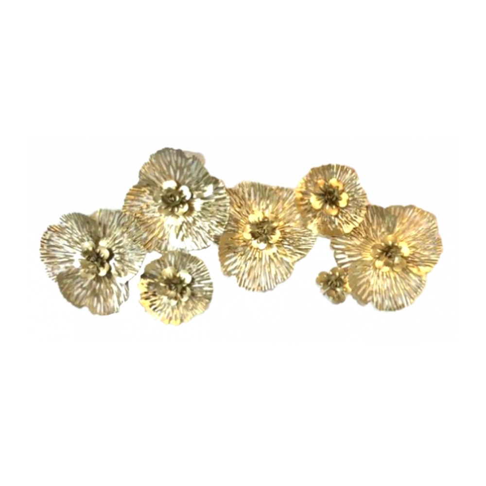 Escultura Parede Flores Douradas 87x4x38cm Hc22085 Home Collection