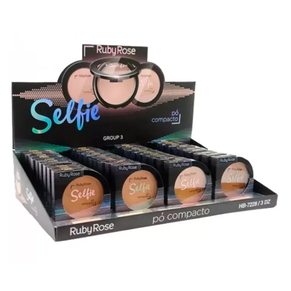Box c/36 Un - Pó Compacto Selfie Grupo 3 - Ruby Rose - HB7228