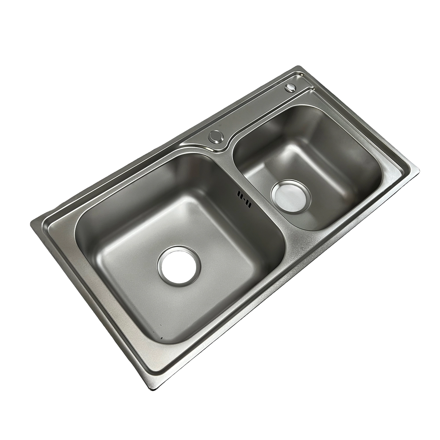 Cuba para Cozinha Dupla de Sobrepor em Aço Inox 201 Escovado Retangular 81x43x20cm 0,7mm 4.1/2" Casablanca