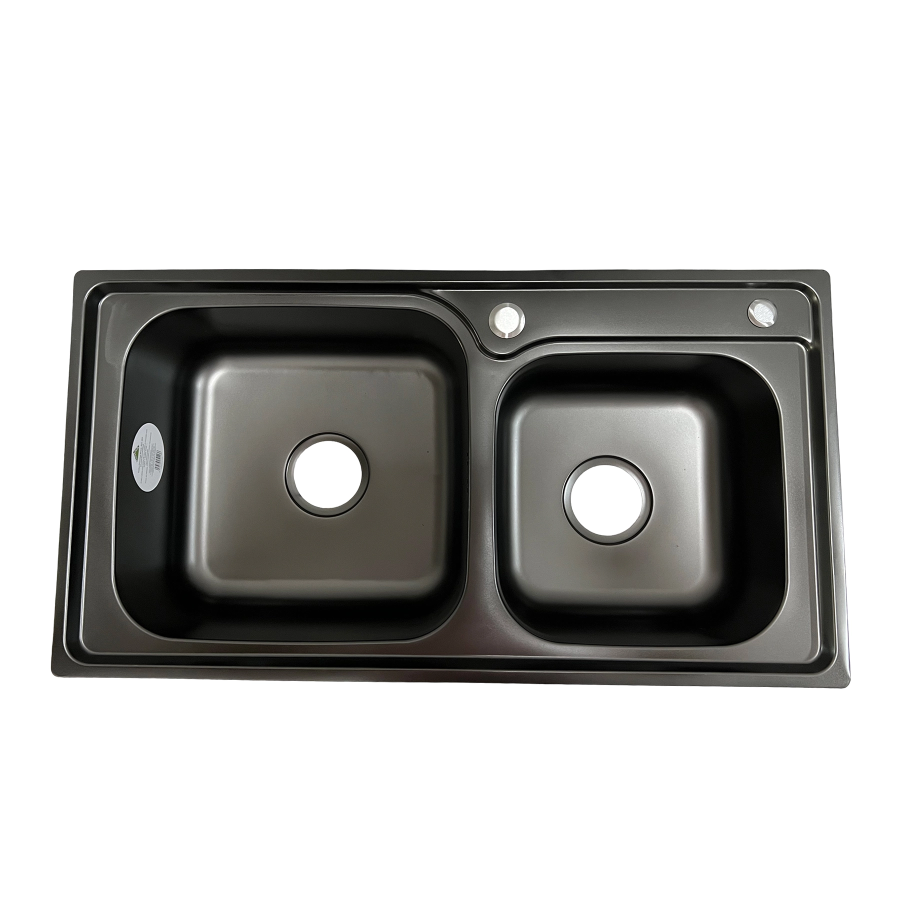 Cuba para Cozinha Dupla de Sobrepor em Aço Inox 201 Escovado Preto Retangular 81x43x20cm 0,7mm 4.1/2" Casablanca