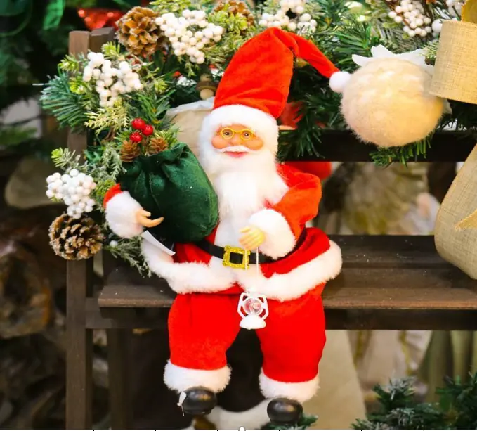 Papai Noel Pelucia Vermelho E Branco Sentado 35cm Ref.10936