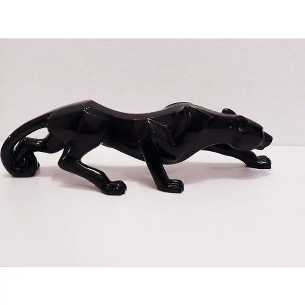 Estatueta Leopardo Resina Plastica Branca