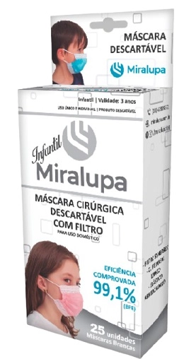 Mascara Descartavel Miralupa Tripla Infantil Branca 25un