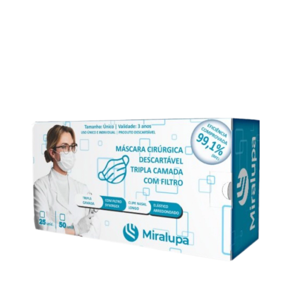 Mascara Facial Tripla Descartavel Azul C/50