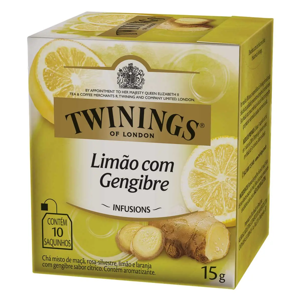 Chá Inglês Misto Sabor Limão e Gengibre TWININGS  Infusions 15g com 10 Saquinhos