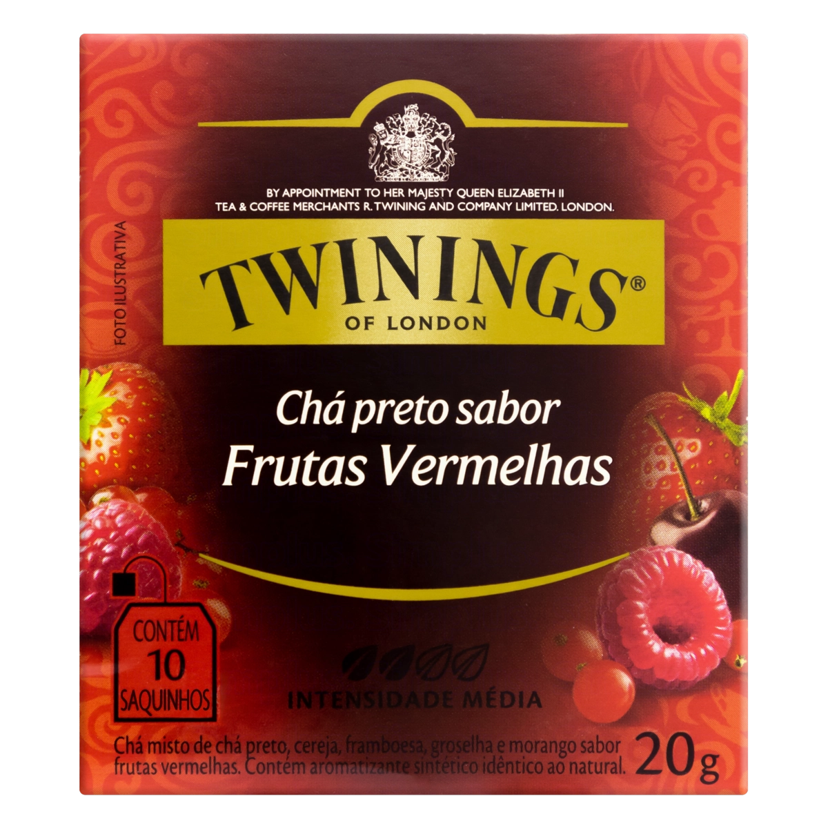 Chá Preto Frutas Vermelhas Twinings Caixa 20g 10 Unidades