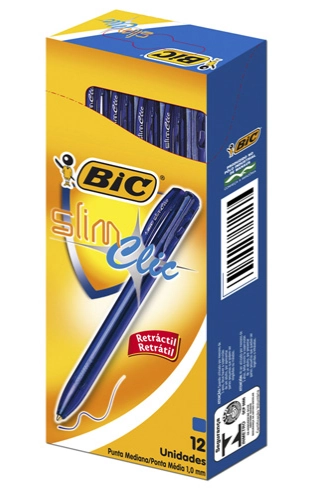 Caneta Bic Slim Clic Azul Preta C/2