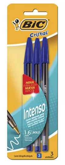 Caneta Bic Cristal Bold 3un Az Az Az