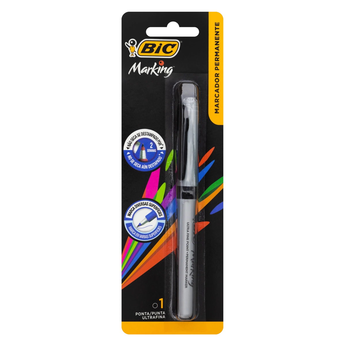 Marcador Permanente Preto Ponta Ultrafina Bic Marking